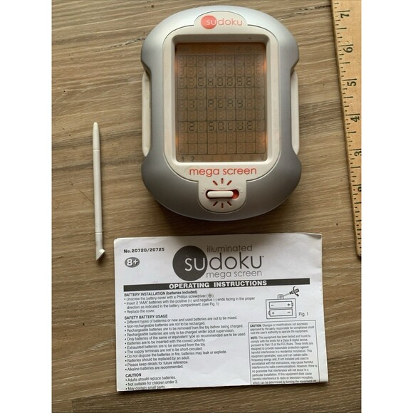 Sudoku Mega Screen Illuminated Game,  Stylus & Instructions Handheld Electronic - Picture 6 of 9